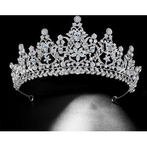 Luxe Kristal Bruids Tiara Cubic Zirkoon Kronen Prinses Koningin Pageant Prom Strass Diadeem Hoofdband Bruiloft Haar Accessoires