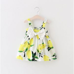 Lemon print leuke baby meisjes strik zomer bloemen dress zonnejurk kleding 0-3y