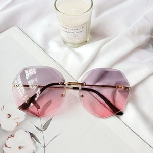 Ocean Oversized Randloze Vierkante Clear Lens Zonnebril Frame Mannelijke Zonnebril Brillen Shades Voor Vrouwen