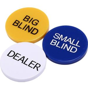 3 stks 5 cm Duurzaam Kleine Blind + Big Blind + Dealer Button Set voor Party Casino Poker Card Game props