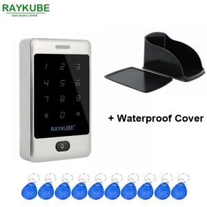 RAYKUBE Metalen Toegang Controller Toetsenbord Met Touch Rfid-lezer 10 Stks Keyfobs Voor Toegangscontrole Systeem + Waterdichte Cover R-T03
