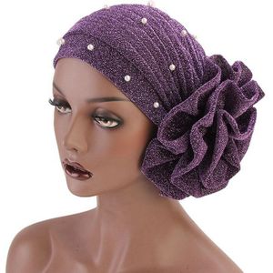 Vrouw Grote Bloem Tulband Moslim Sjaal Cap Haaraccessoires Elastische Doek Haarbanden Hoed Beanie Hat Head Sjaal