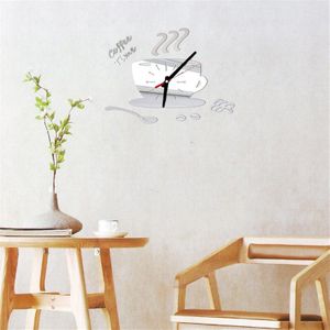 Cafe Diy Grote Wandklok Frameloze Giant Wandklok Modern Cafe Koffie Mok Koffieboon Muur Decor Keuken Muur horloge