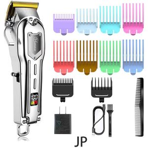 Professionele Clipper Alle-Metalen Oplaadbare Tondeuse Voor Kapper Mannen Elektrische Baard Scheerapparaat Haar Snijmachine Led Display