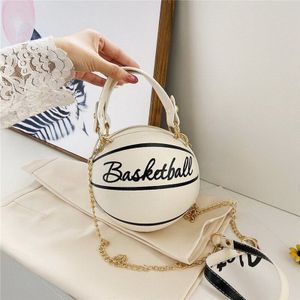 Kleine Persoonlijkheid Basketbal Hand Tas Mode Vrouwen Kettingen Handtas Creatieve Brief Schouder Messenger Bag Vrouwelijke Mini Ronde Tote