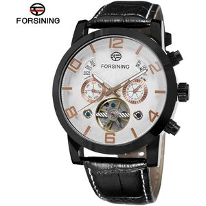 Forsining Tourbillion Mode Wave Zwart Gouden Klok Multifunctionele Display Mens Automatische Mechanische Horloges Top Luxe