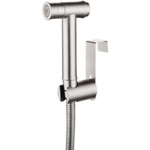 Geborsteld Nikkel Rvs Wc Handheld Luier Twee Functie Sproeier Douche Shattaf Bidet Spuiten Douche Kit Jet Slang Houder