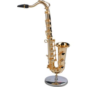 Tsai Mini Saxofoon Muziekinstrumenten Verguld Ambachtelijke Miniatuur Saxofoon Model Met Metalen Staan Voor Huisdecoratie