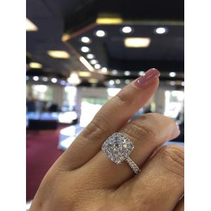925 Zilveren Kleur Sterling 2 Karaat Diamanten Ring Voor Vrouwen 100% Sieraden Natuurlijke Edelsteen Anillos De Bizuteria Bijoux Femme Ringen