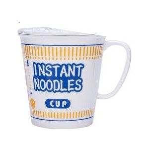 Nordic Stijl Eenvoudige Creatieve Thuis Keramische Instant Noodle Cup Kom Met Deksel Bento Box Instant Noodle Kom Soep Kom Set LB51503
