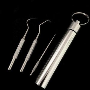 Rvs Tandenstokers Houder Met Opbergdoos Professionele Mentale Floss Tool Set Flossen Levert