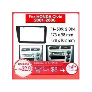 2Din Radio Fascia Voor Honda Civic Rechts Wiel Stereo Panel Montage Installatie Dash Kit Trim Frame 11-509