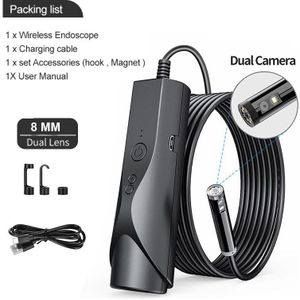 4.9Mm/8Mm Dual Endoscoop Camera 2.0MP Draadloze Snake Camera Riool Camera Met 6 Led Verlichting Voor Android ios Samsung Iphone
