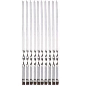 10Pcs 50Cm Rvs 420 Lange Bbq Barbecue Kebab Voedsel Vlees Spiesjes Outdoor Grill Gereedschap Spiesjes