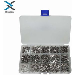 400 stks/partij M2 M2.5 M3 M4 M5 Cross Pan Hoofd Schroeven Moeren Washer Assortiment Kit Bevestigingsmiddelen Hardware met Doos