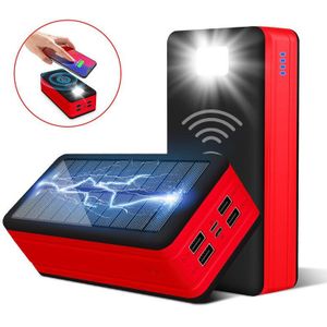 99000Mah Wireless Solar Power Bank Grote Capaciteit Draagbare Oplader Waterdichte Outdoor Led Poverbank Voor Iphone Xiaomi Samsung