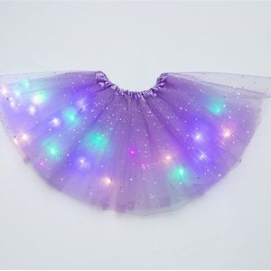 Meisjes Pluizige Magic Light Pettiskirt Tulle Kids Princess Party Dancewear Tutu Rok Kleding Glitter Ballet Sterren Sequin