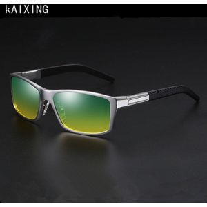 Kaixing Aluminium Day & Night Vision Bril Mannen Gepolariseerde Rijden Brillen Top Vintage Zonnebril Vrouwen Anti-Glare Zonnebril Heren