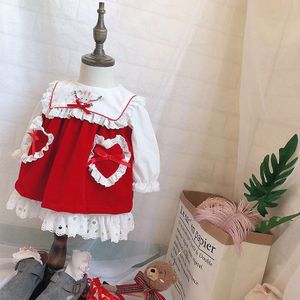 Gilrs Zoete lolita jurk Kids vintage baby kostuum kawaii jurk voor kinderen Rode strik jurk Halloween kostuum voor Kinderen