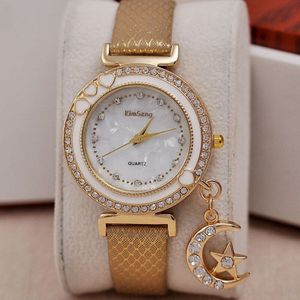 Vintage Bloemen Quartz Horloge Vrouwen Horloge Vol Diamanten Horloges Pu Lederen Band Klokken