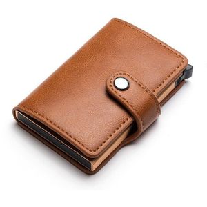 Bisi Goro Hasp Protector Smart Wallet Card Case Metal Rfid Aluminium Doos Slanke Mannen En Vrouwen Pu Leer Toevallige Kaart houder