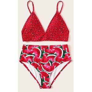 Dame Watermeloen Print Bikini set Vrouwelijke tweedelige Split badpak Summer Beachwear Badmode vrouwen badpak biquini