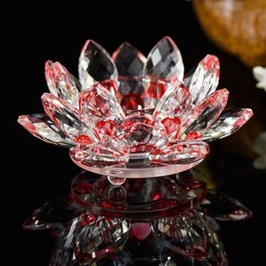 7 Kleuren Crystal Lotus Kandelaars Glas Bloem Kaars Thee Licht Houder Kandelaar Decoratie Boeddhistische Kandelaar Decor