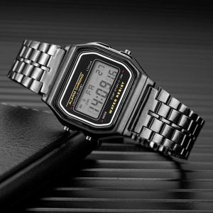 Luxe Digitale Horloges Rvs Link Armband Horloge Strap Zakelijke Elektronische Mannen Klok Reloj Mujer