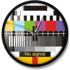 Ik Liefde Tv Retro Tv Test Wandklok Aanpassing Signaal Home Decor Art Funky Tv Glitch Fout Screen Test regenboog Vintage Klok