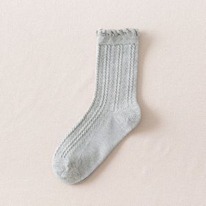 Stroken Ruffle Sokken Japanse Stijl Kawaii Leuke Katoenen Sokken Vrouw Harajuku Retro Casual Effen Kleur Wit Zwart Beige Crew Sokken