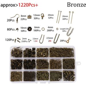 1220Pcs Sieraden Maken Set Ringetje Karabijn Pin Keten Oorhaak Voor Diy Hanger Sieraden Maken Kit Levert accessoires