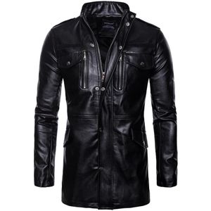 Overjas Mannen Straat Windjack Jas Pluche Mannen Lederen Locomotief Bont Kleding Pu Casual Jas Lange