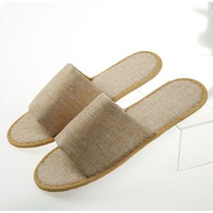 Huis Gast Indoor Slippers Mannen Vrouwen Hotel Reizen Spa Draagbare Vouwen Wegwerp Levert Unisex Slippers Zomer Linnen