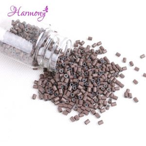 Harmonie Plus Haar 1000Pcs 3.4*3.0*4Mm 5 # Mediun Bruin Siliconen Koperen Buis Micro Silicone bekleed Koperen Ringen Buis Kralen Ringen