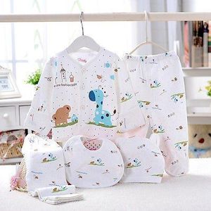 5Pcs Pasgeboren Baby Unisex Katoen Outfit Set Zachte Ondergoed Animal Print T-shirt + Broek Voor 0-3 Maanden Baby Jongens Meisjes