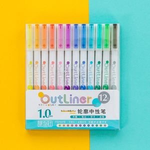 6/12 Kleur Outliner Briefpapier Markeerstift Pennen 1.0Mm Balpen Liner Pen Tekening Journal Dagboek Kunst School Supplies H6906