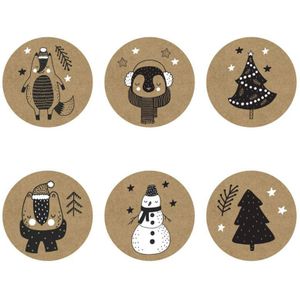 500Pcs/Roll Kerst Stickers Boom Sneeuwpop Dieren Decoratieve Voor Scrapbooking