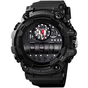 Skmei Cool Quartz Horloge Mannen 2 Tijd Waterdicht Shock Resistant Horloges Mens Pu Leather Sport Klok Voor Mannen 1557