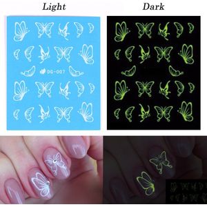 3D Nail Art Sticker Lichtgevende Effect Vlinder Blad Bloem Nail Art Decals Shining Glitter Decoratie Manicure Tips JICY001-009