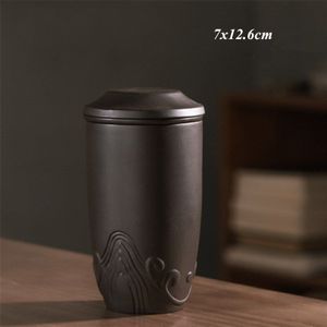 Paarse Klei Handgemaakte Kantoor Thee Mok Met Filter En Deksel Keramische Huishoudelijke Water Mok Creatieve Eenvoudige Master Cup Drinkware