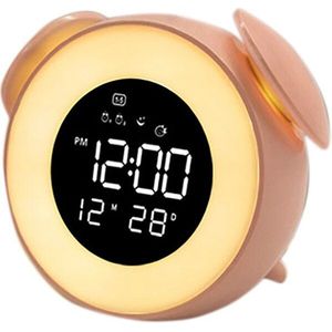 Nachtkastje Zonsondergang Zonsopgang Wake Up Light Digitale Led Muziek Wekker Slaapkamer Bureau Kalender Snooze Klok Tafel