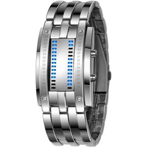Horloge Mannen Toekomst Technologie Binary Black Rvs Datum Digitale LED Armband Sport Horloges