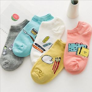 5 Paren/partij Vrouwen Katoenen Sokken Stereoscopische Leuke Dier Vrouwelijke Kawaii Kat Met Hond Zomer Korte Sokken Vrouwen Casual Soft Funny