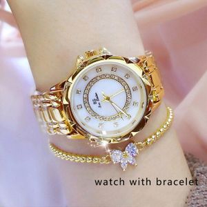 Diamant Vrouwen Luxe Horloge Strass Elegante Dames Horloges Gouden Klok Horloges Voor Vrouwen Relogio Feminino
