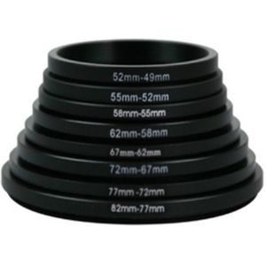 8 Stks/set Ring 82-77 77-72 72-67 67-62 62-58 58-55 55-52 52-49Mm Metalen Step Down Ringen Lens Adapter Filter Set