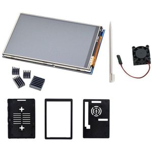 Voor Raspberry Pi 4B 3B 3B + Druk Scherm 3.5 Inch Lcd-scherm + Touch Pen + Abs Case + koelventilator Voor Raspberry Pi 4B