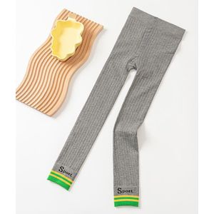 2022 Lente Baby Meisjes Leggings Katoen Geribbelde Kids Leggings Casual Patchwork Skinny Broek Sport Gebreide Legging Letters 4-11y