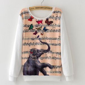 Mode Herfst Vrouwen Olifant Dgital Print Flanel Trainingspak Hoodie Leuke Animal Gedrukt Casual Dames Sweatshirt