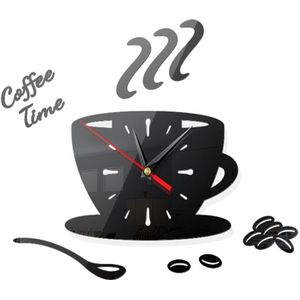 3D Diy Acryl Wandklok Moderne Keuken Home Decor Koffie Betere Tijd Klok Cup Vorm Naald Wandklok Sticker