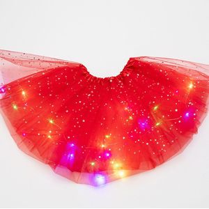 Meisjes Magic Light Tutu Rok Dancewear Tulle Prinses Kleding Pluizige Mode Sterren Sequin Party Kids Pettiskirt Glitter Ballet